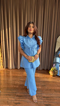 Ruffle whisper Aqua coord Set