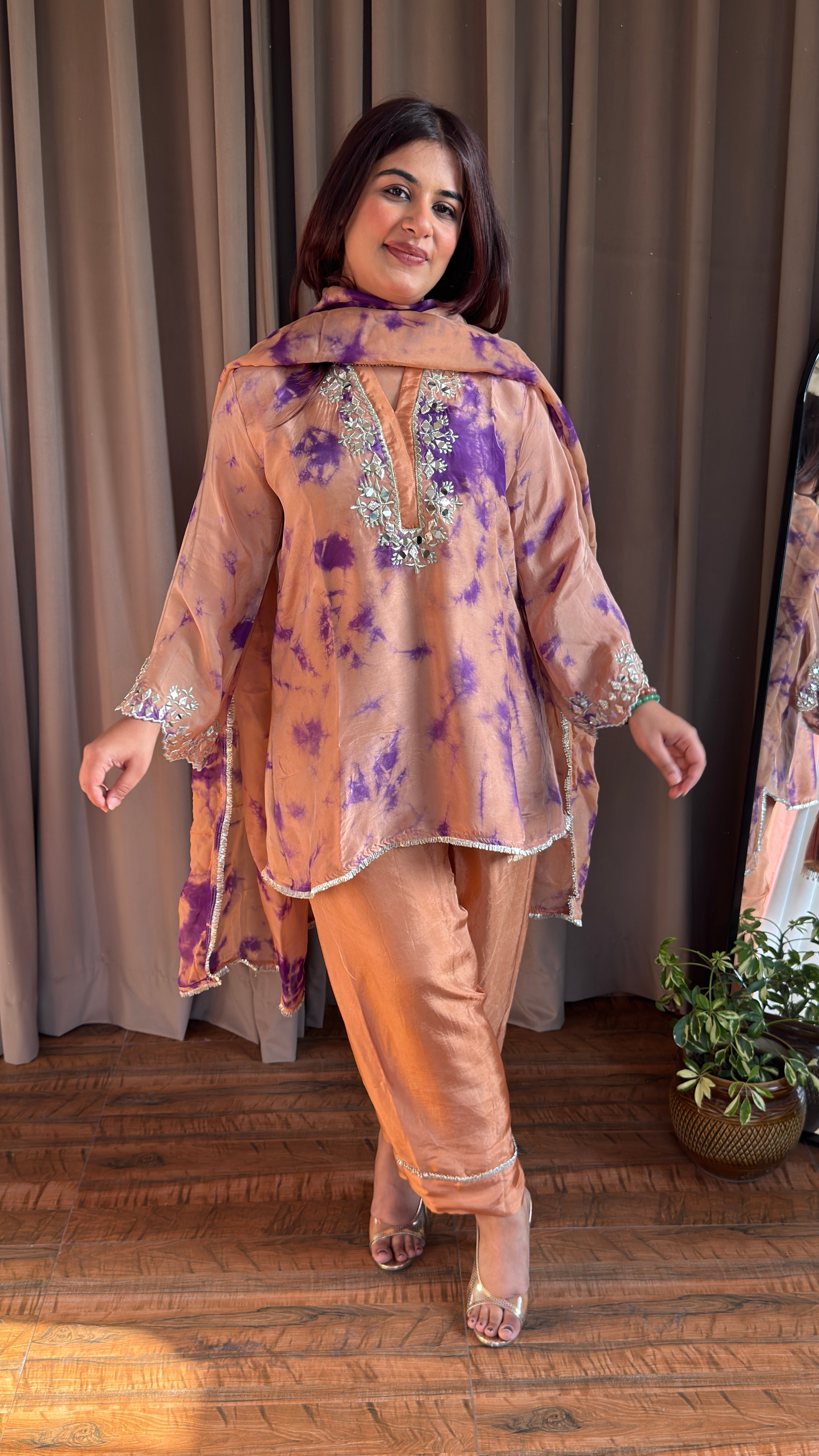 Shibori Print Farshi Salwar Set