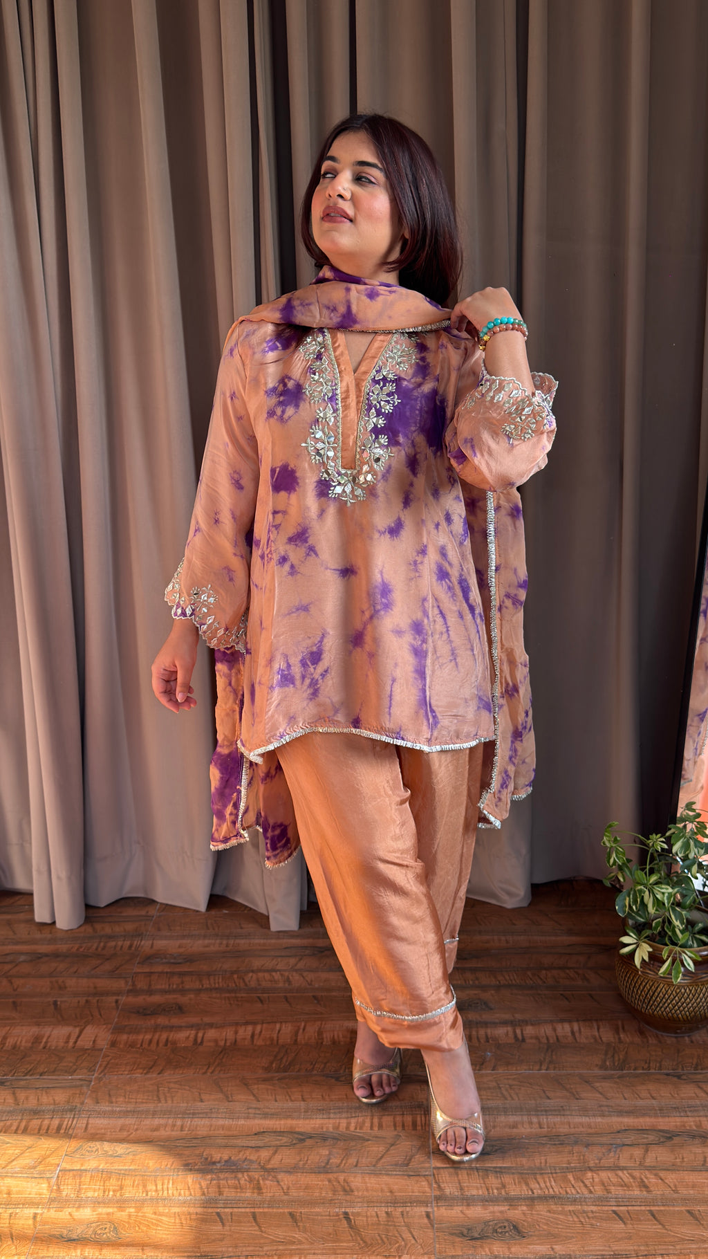Shibori Print Farshi Salwar Set