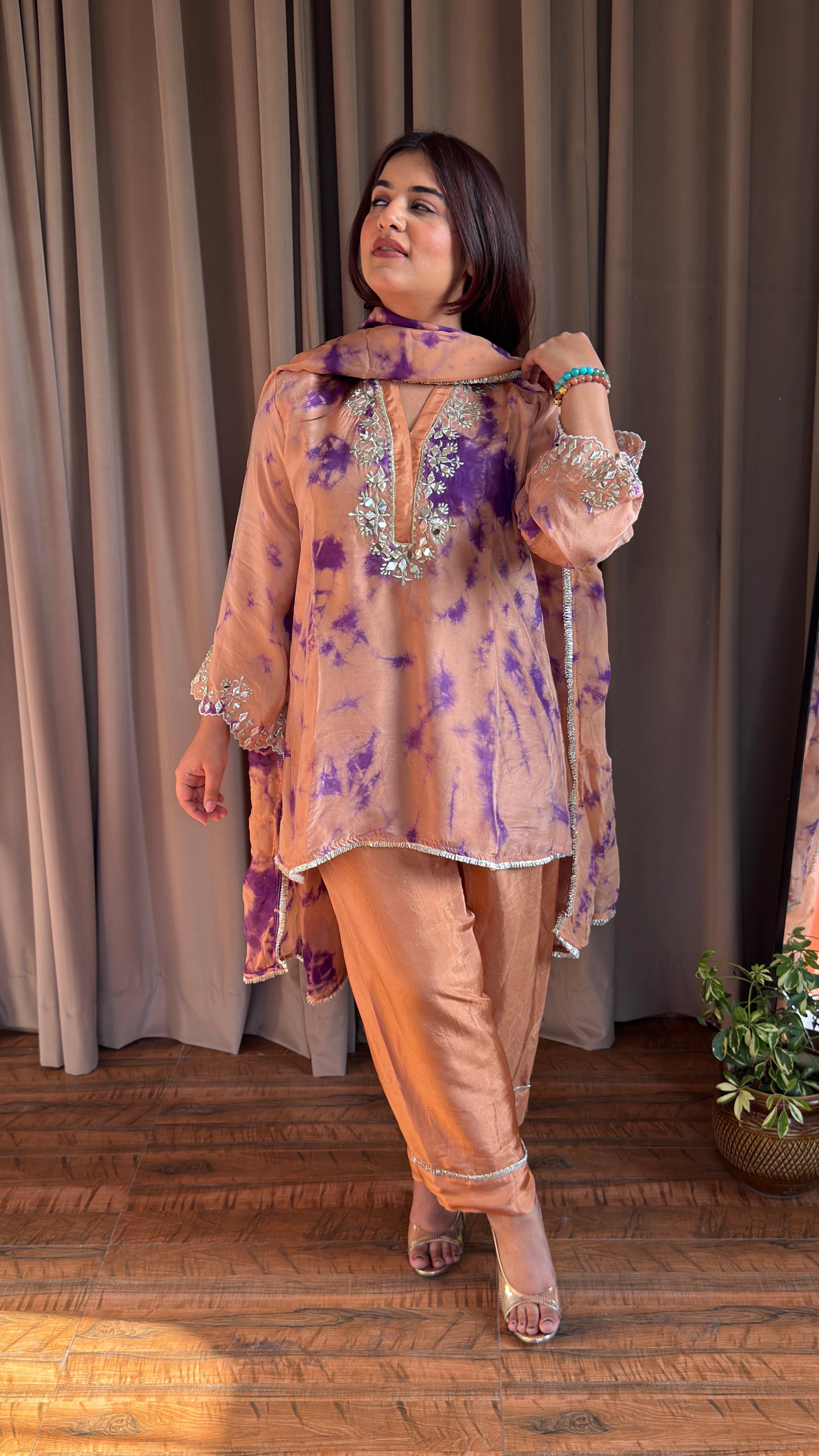 Shibori Print Farshi Salwar Set