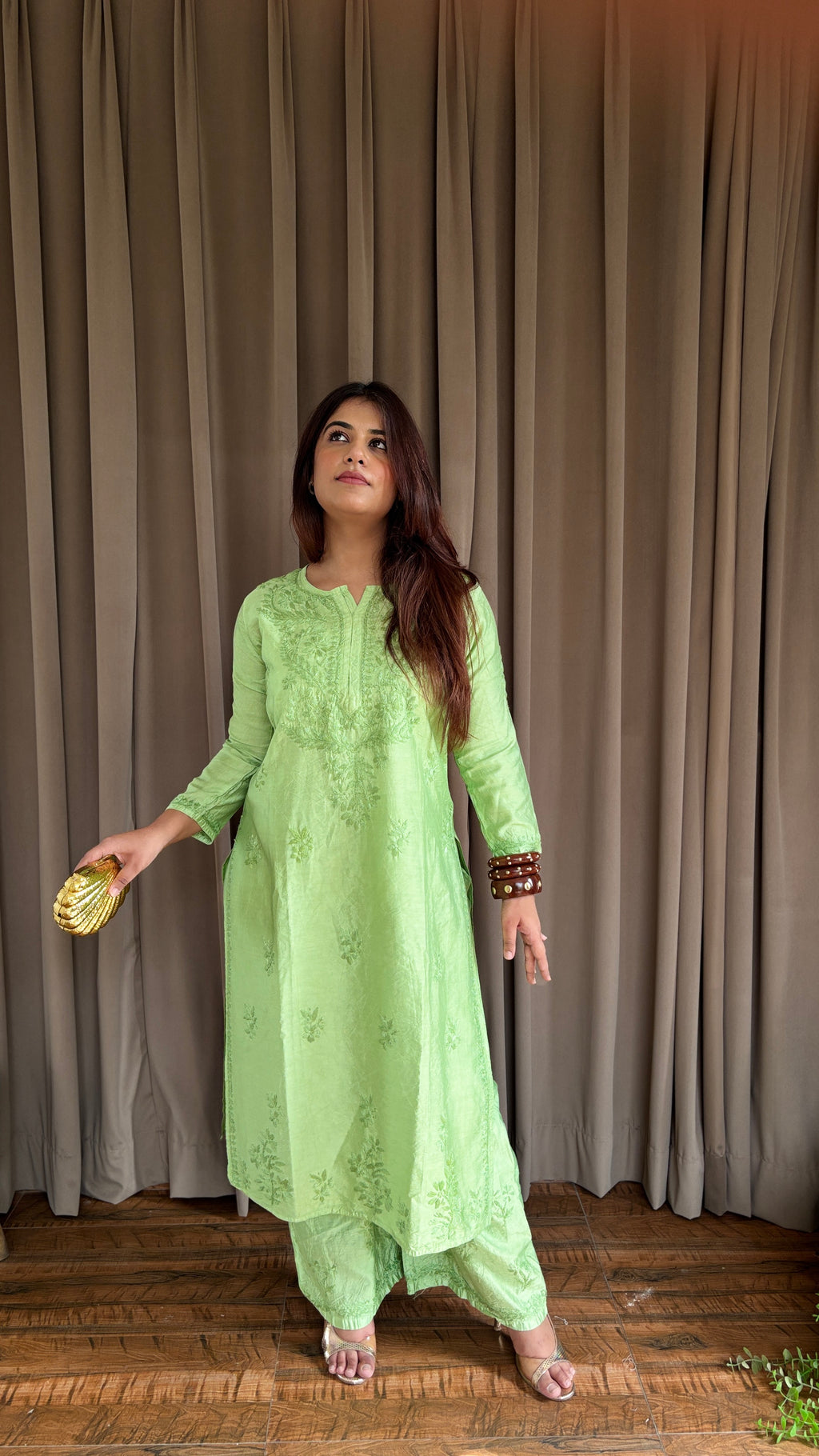 Pista Chikankari Set
